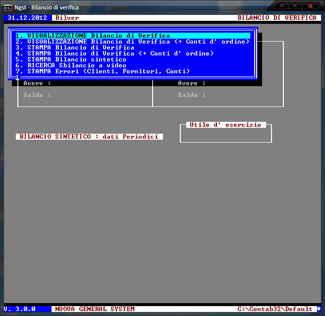 Stampa Bilancio – Scelta operazione