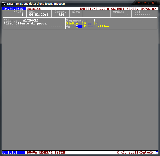 Emissione DdT e/o Fatture (Sosp.) - Immissione Testata