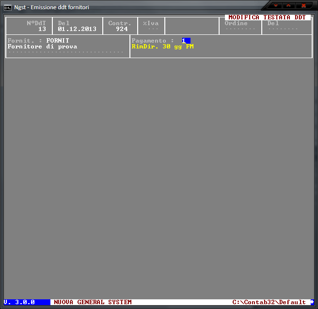 Emissione DdT e/o Fatture a Fornitori – Modifica Testata