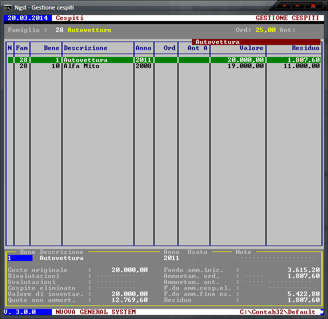 Gestione dei Beni Ammortizzabili – Inserimento dati