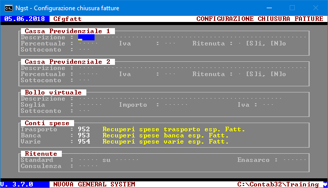 Configurazione chiusura Fattura