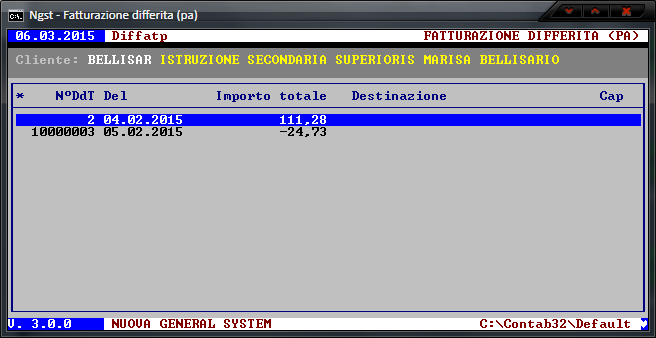 Fatturazione Differita (PA) – Selezione singoli DdT
