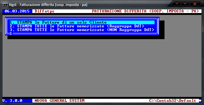 Fatturazione Differita (Sosp. - PA) - Scelta modalità