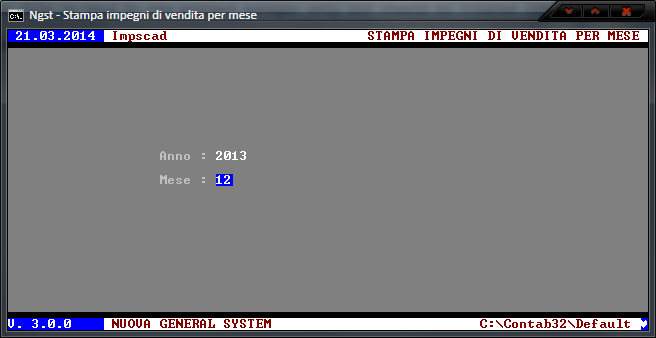 Stampa Impegni di Vendita per mese