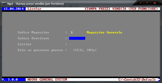 Stampa Listino di Vendita per Fornitore