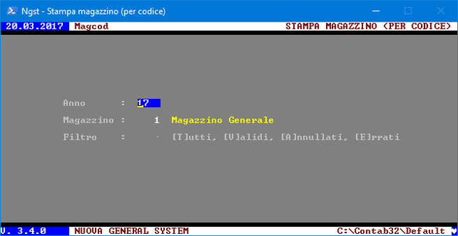 Stampa Articoli per Codice