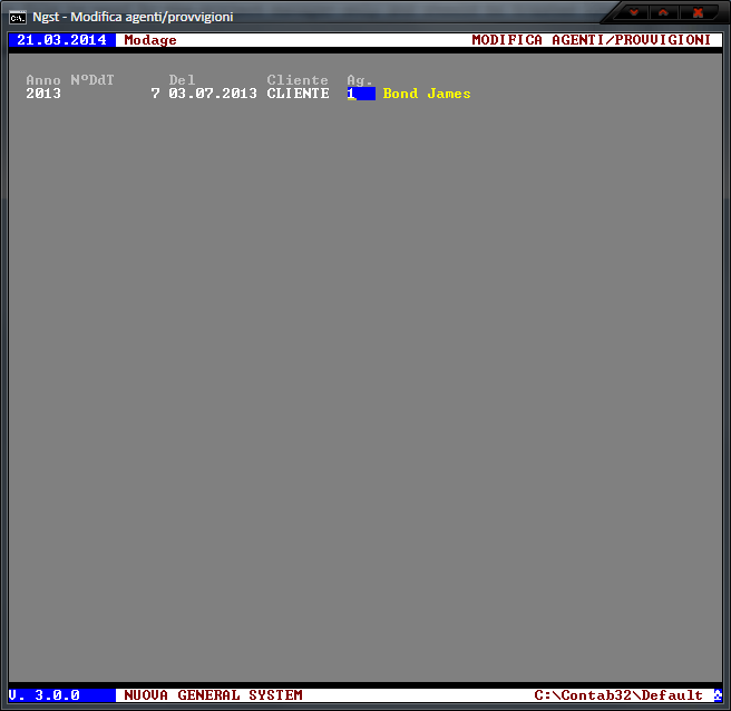 Modifica Provvigioni – Impostazione documento