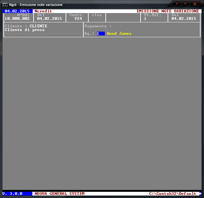 Emissione Note Variazione – Immissione Testata