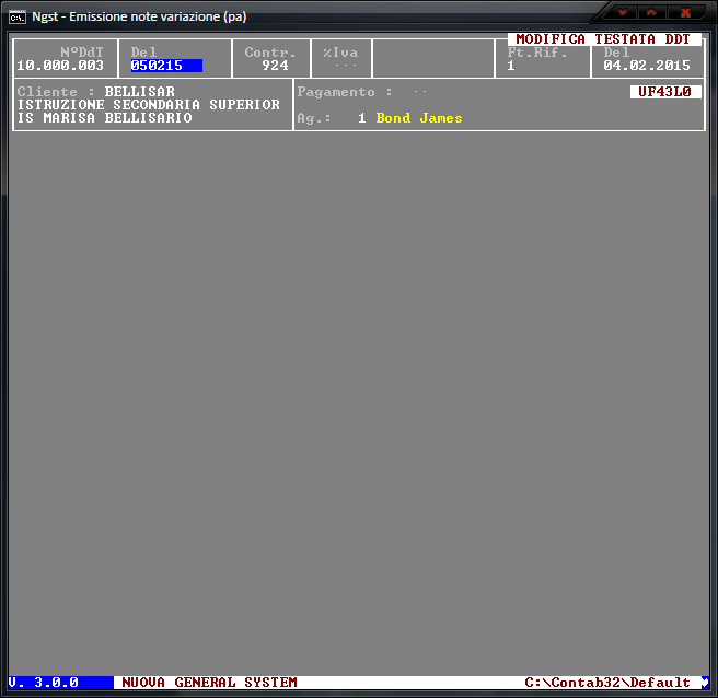 Emissione Note Variazione (PA) – Modifica Testata
