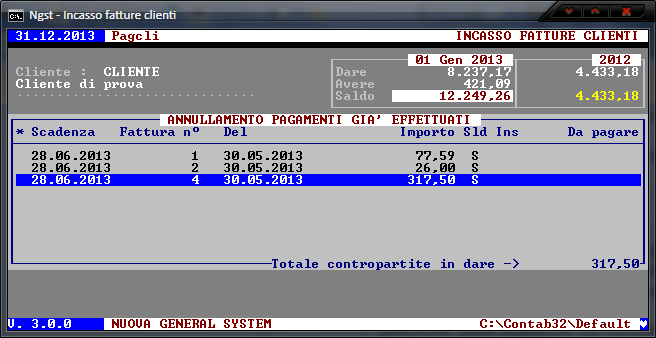 Incasso Fatture Clienti – Annullamento pagamento