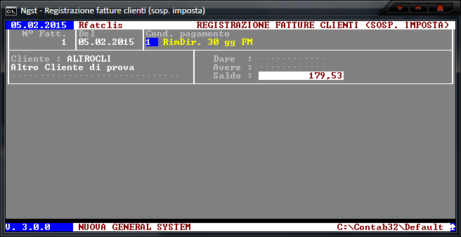 Registrazione Fatture (Sosp.) – Inserimento dati testata