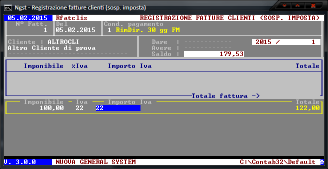 Registrazione Fatture (Sosp.) – Iva