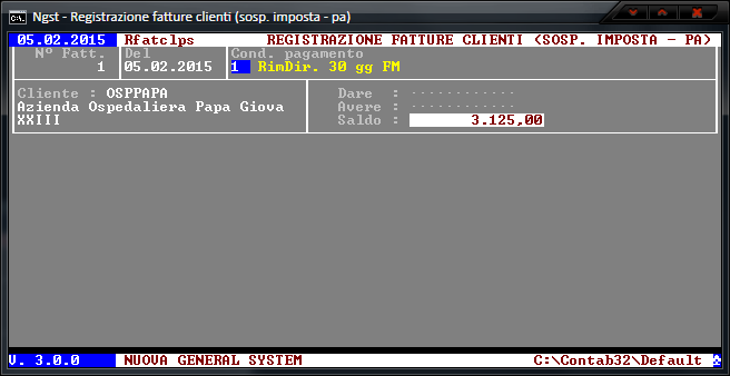 Registrazione Fatture (Sosp. - PA) – Inserimento dati testata
