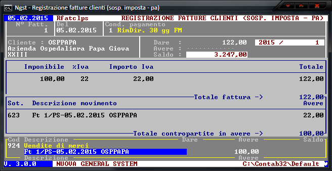 Registrazione Fatture (Sosp. - PA) – Contropartite