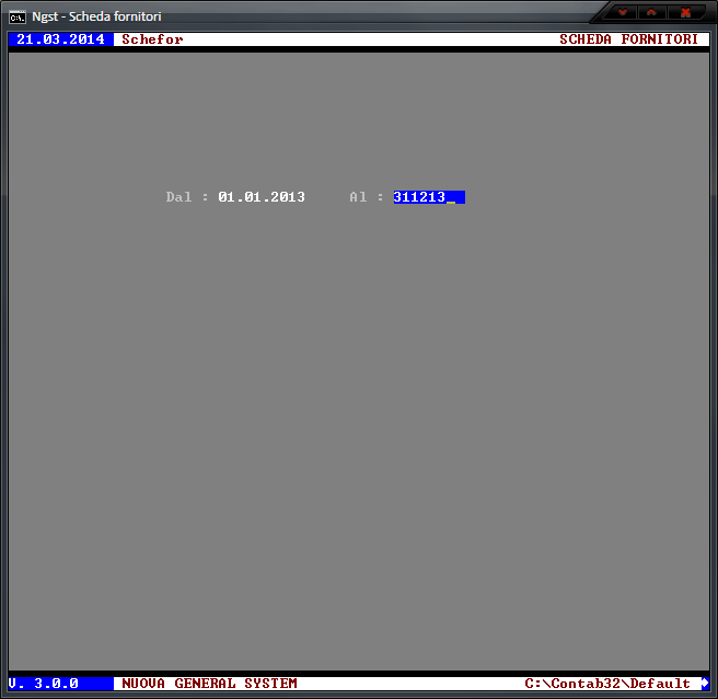 Stampa Schede Fornitori – Richiesta periodo