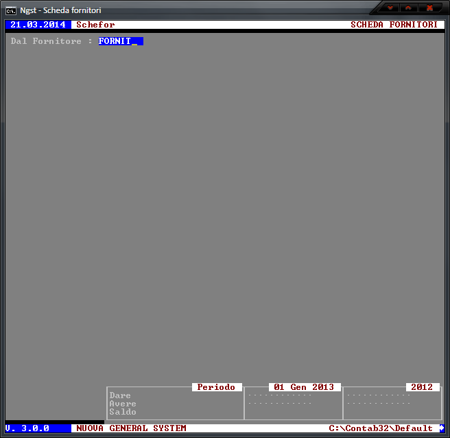 Stampa Schede Fornitori – Richiesta codice/i