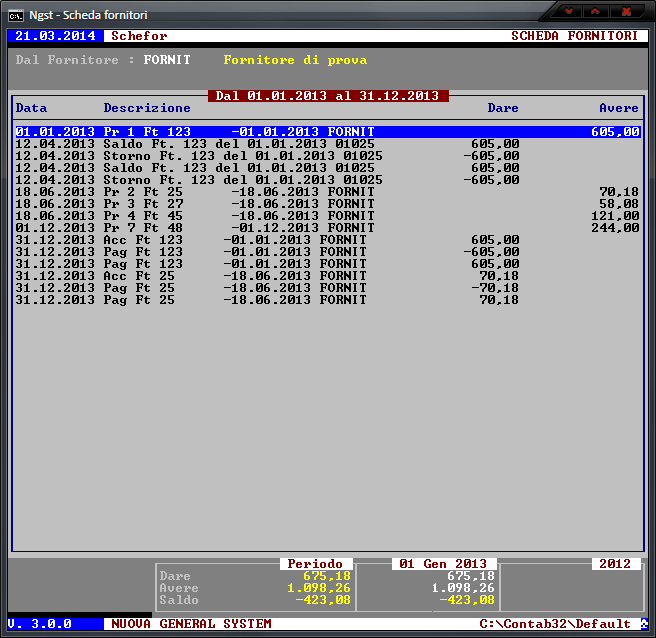 Stampa Schede Fornitori – Visualizzazione