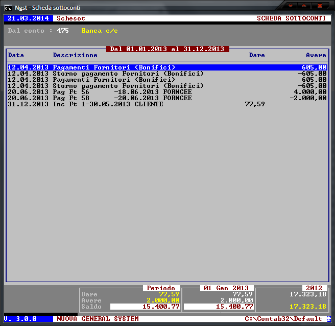 Stampa Schede Sottoconti – Visualizzazione