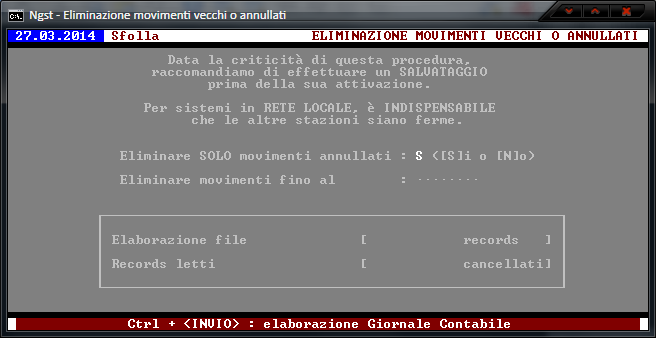 Eliminazione movimenti vecchi o annullati – Conferma per singolo file