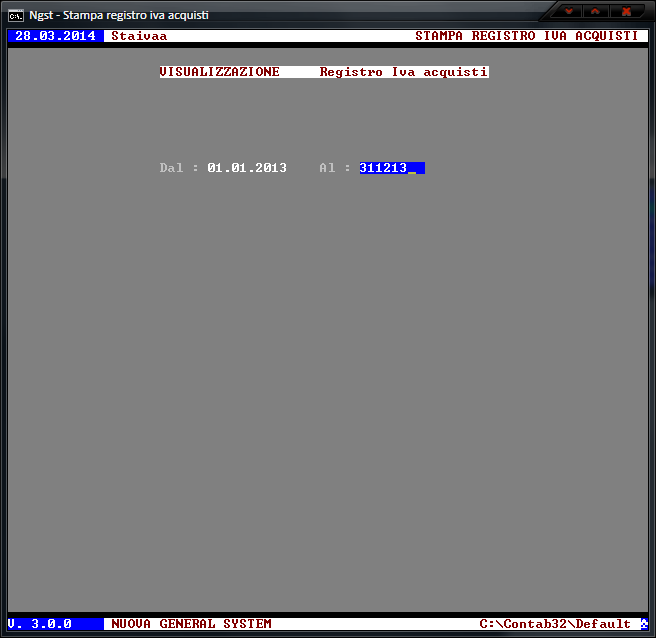 Stampa Registro IVA Acquisti - Indicazione periodo