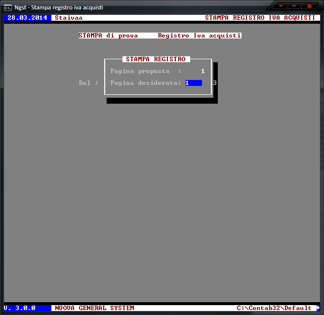Stampa Registro IVA Acquisti - Richiesta Pagina di inizio Stampa