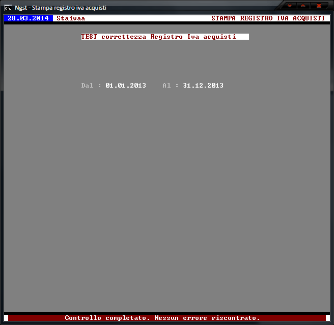 Stampa Registro IVA Acquisti - Test correttezza