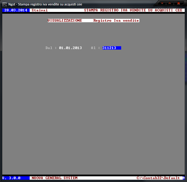 Stampa Registro IVA Vendite su Acquisti CEE - Indicazione periodo