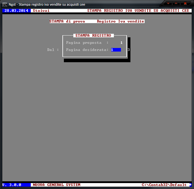 Stampa Registro IVA Vendite su Acquisti CEE - Richiesta Pagina di inizio Stampa