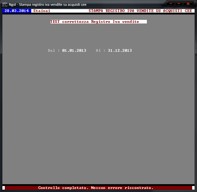  Stampa Registro IVA Vendite su Acquisti CEE - Test correttezza