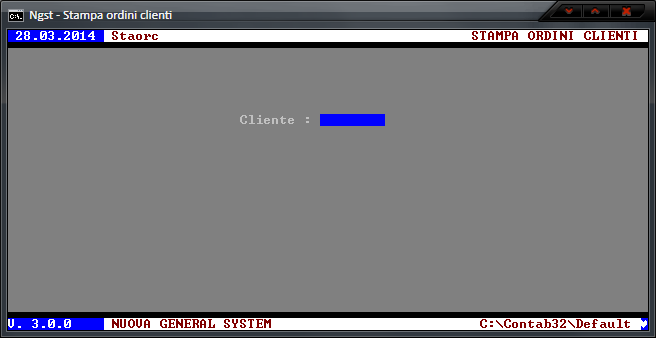 Stampa Ordini Clienti – Richiesta codice Cliente