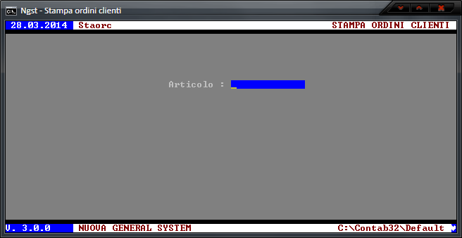 Stampa Ordini Clienti – Richiesta codice Articolo