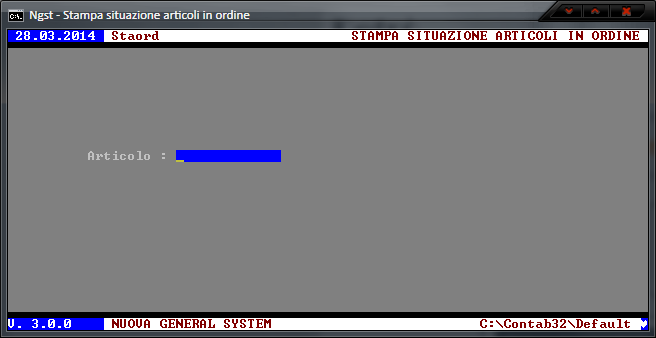Stampa Situazione Articoli in Ordine