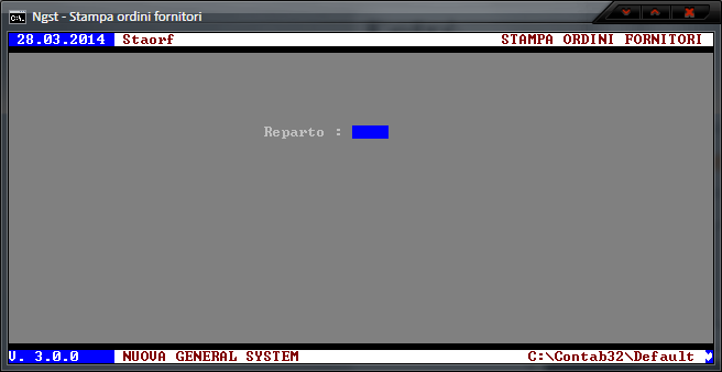Stampa Ordini Fornitori – Richiesta codice Reparto
