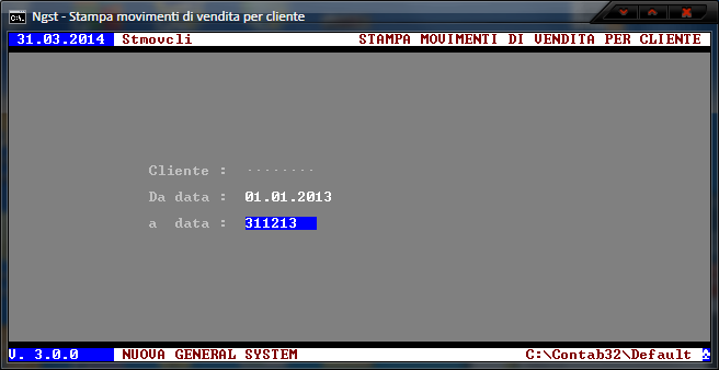 Stampa Movimenti di Vendita per Cliente
