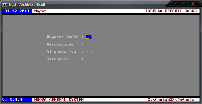 Tabella Reparti Cassa