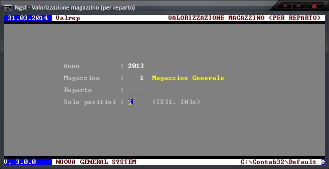 Stampa Valori di Magazzino per Reparto